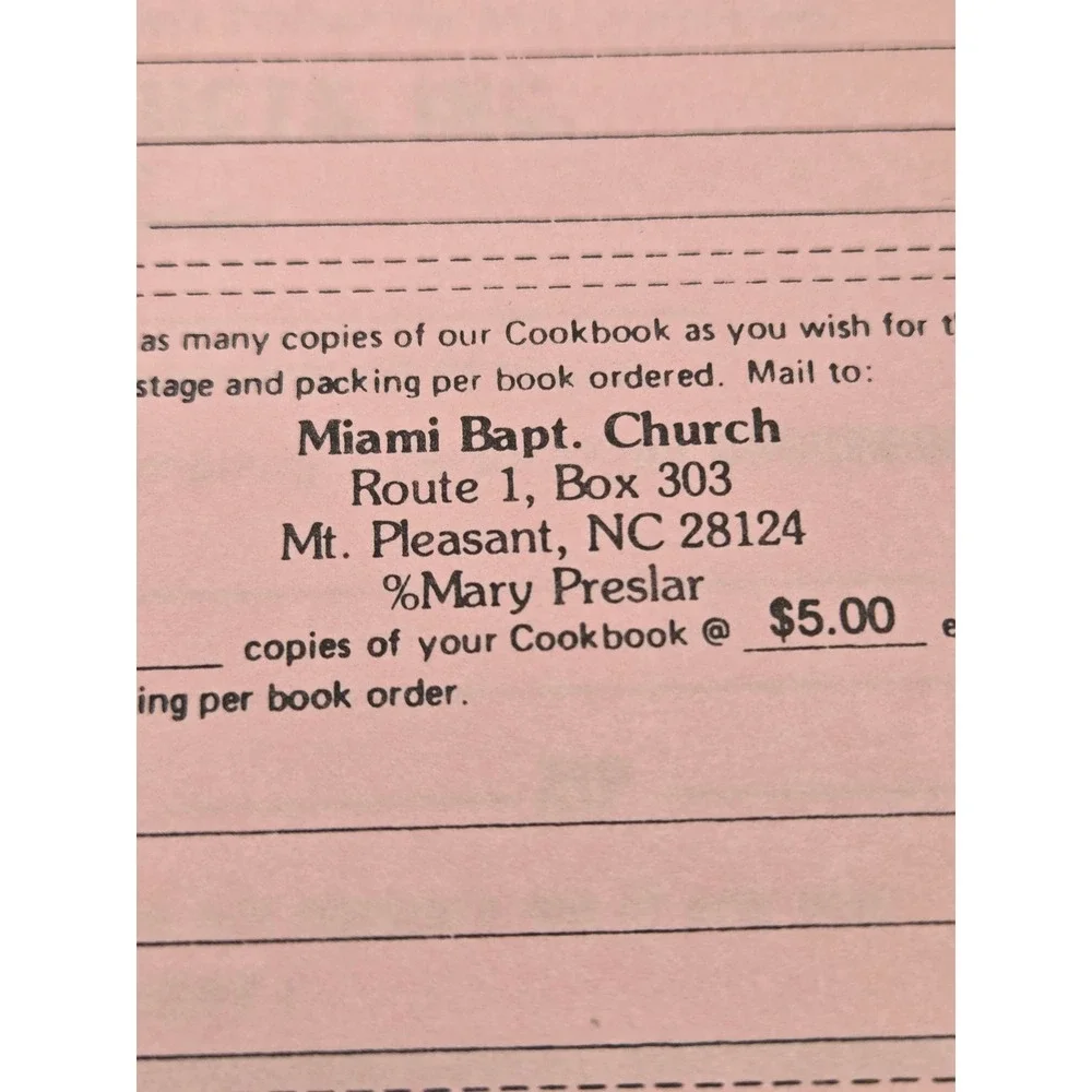 Vintage 1984 Miami Baptist Church Cookbook Concord North Carolina  Recipes